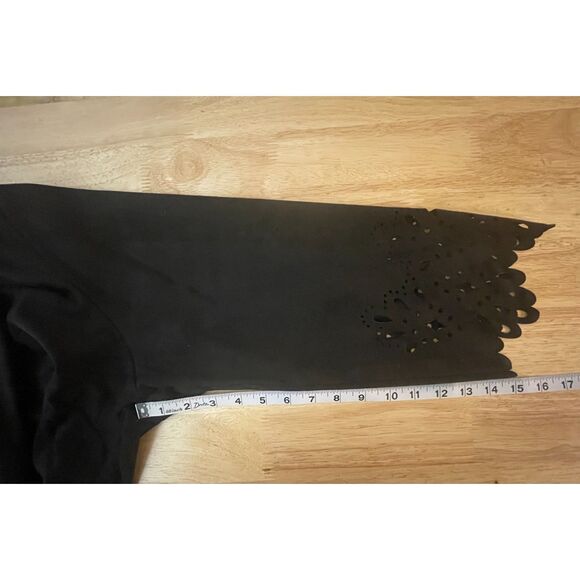 Bob Mackie Wearable Art Black Laser Cut Open Jacket 2X Plus Size - Picture 10 of 15